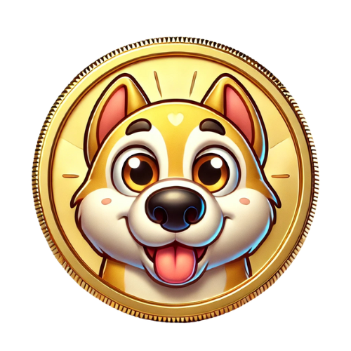 Cute dog head coin - adorable golden dog face on a coin